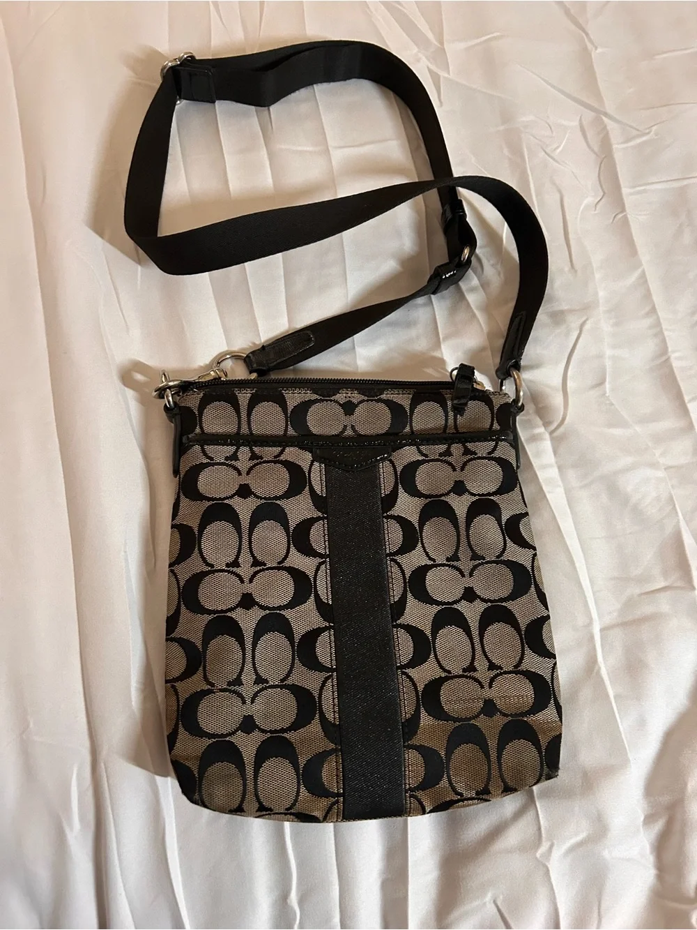 Coach Black and Tan Signature Crossbody Bag